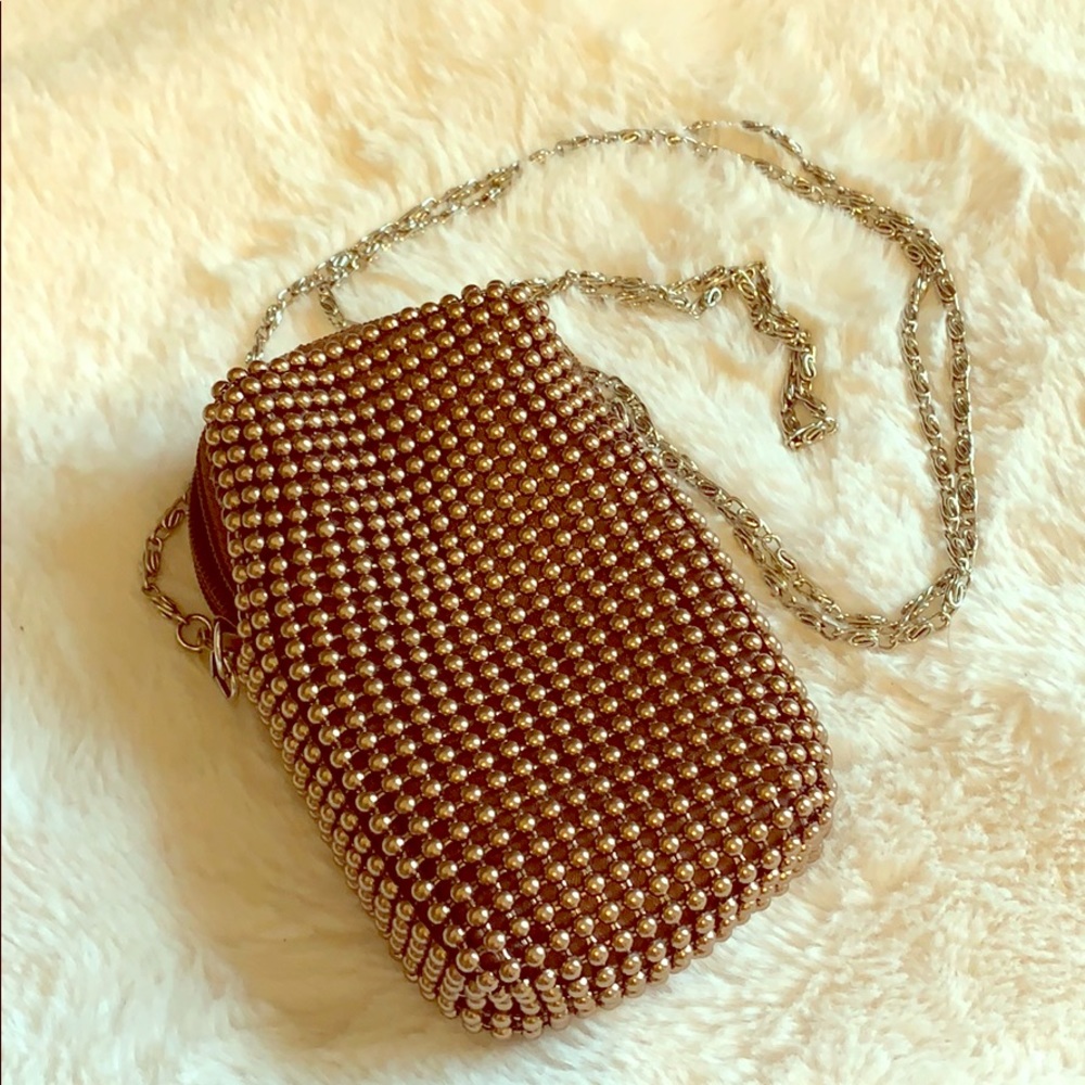 Gold-Beaded Purse Cellphone Holder